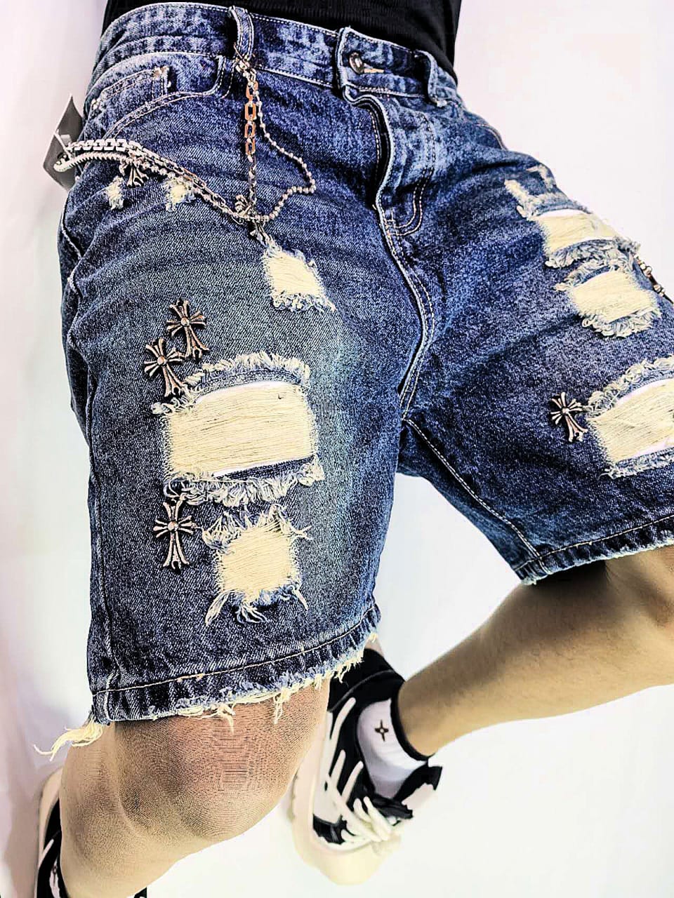 Ripped Denim Shorts